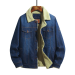 Meeste must lambanahast teksajakk, Suur suurus puuvillane pestud jakk, T-s&auml;rk XXXXXL blue