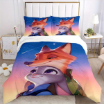 3 tk Nick & Judy vaatamas langevaid t&auml;hti Zootopia tekikate komplekt (1 tekikate + 2 padjap&uuml;&uuml;ri ilma padjap&otilde;hjata), K&otilde;rglahutusega tr&uuml;kkimine f 135x200cm blue