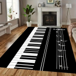 Stiilne klaveriklahvide ja noodim&auml;rkide disainiga vaip - libisemiskindel masinpestav vaip elutuppa, magamistuppa, lastetuppa, m&auml;ngutuppa 80x120cm gray