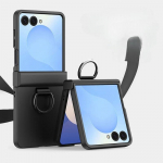 K&otilde;va puudutusega telefoni&uuml;mbris Samsung Galaxy Z Flip 7 FE 6 5 4 3 ZFlip7 jaoks koos r&otilde;ngaga Hinge Kaitsva kattega Galaxy Z Flip7 must