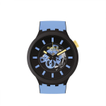SWATCH kvartsmehhanismiga 30 meetrit veekindel Moodne ja mitmek&uuml;lgne Unisex &Scaron;veitsi k&auml;ekell 47 mm Must sihver Taimne keraamiline korpus Silikoonrihm SB03B108 must