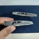 2 tk ABT auto logo kleebise komplekt teie s&otilde;iduki tagaluugi ja k&uuml;lgede kaunistamiseks, 3D kroomitud otsaga ABT Leaves gray