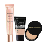 FACES CANADA Kogu P&auml;eva Glamuurikomplekt - Valgustuskreem - Roosa Kuld (18 ml) + Kaalutu matistav kompaktpuuder - Beež 03 (9 gm) - Hydra Mattoon beige