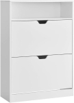 VASAGLE LBC048W01 Kingariiul 2 riiuliga, avatud sektsioon, reguleeritav vahesein, esik, mahutab 11-16 paari kingi, 24 x 80 x 102 cm, Pilvevalge valge