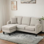 L-kujuline nurgadiivan pikendusega &ndash; 3-kohaline, 166 x 118 x 77 cm, puuvilla-linasegu kangas, plastjalad, moodul, elutuba, korterid ja kontorid 166 x 118 x 77 cm