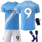 Manchester City s&auml;rk 24/25 koduv&auml;ljaku jalgpallis&auml;rk Haaland 9 F&auml;nni jalgpallivorm t&auml;iskasvanutele lastele Hingav kiiresti kuivav 26 yards sinine