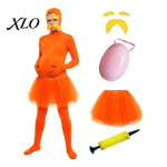 Halloweeni Cosplay Kombinesoon Oranž T&auml;ielik Kehakate, T&uuml;llseelikuga, V&otilde;lts k&otilde;ht, Kollane Vunts & Kulmud, Peidetud T&otilde;mblukk R&otilde;ivad Avatud N&auml;gu Zentai 180cm B red