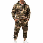 Meeste Kamuflaaž Treening&uuml;likond 2osalise Komplektiga Kolmveerand Zip Kapuutsiga Dressipluus Mitme Taskuga Cargo Jooksup&uuml;ksid Komplekt Taktikaline Streetwear Vabaaja Dressipluus Meestele XXL khaki