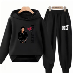 Michael Jacksoni Prindiga Laste Kapuutsiga Dressipluus+P&uuml;kste Komplekt Must 3-12 Aastat T&uuml;drukutele Roosa Dressipluusi Komplektid Poiste P&uuml;kste Komplektid S&uuml;gisesed R&otilde;ivad 120 black