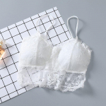 Seksikas naiste tops, pitsilised lillelised ja lillelised &uuml;laosad naistele camisole V-kaelusega vest, polsterdatud aluspesu valge