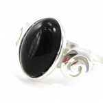 Bague Argent artisanale 'D&eacute;esse Noir de Jais' noir argent&eacute; (rhodi&eacute;) - 13x8 mm 54 must