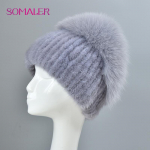 SOMALER Talvised naiste karusnahast m&uuml;tsid k&uuml;lma ilma jaoks naaritsa ja rebase karusnahast nokad Moodsad roosimustriga naiste kapotid