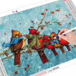Teemanttikandid Talvine 5D Teemantmaaling J&otilde;ululind Loomade Mosaiik Papagoi Sisustus Kodu K&auml;sitsi valmistatud Kingitus Full Round (20X30CM)