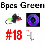 Bimoo 6tk Punane Oranž Roheline Mini Ant Black Hackle Fly Fishing Nymph Kunstlik peibutis s&ouml;&ouml;t forelli Panfish Fishing #14 #16 #18 #14 oranž