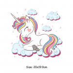 Vaikne Unicorn Thermal Patches R&otilde;ivad Teksad Tee ise aksessuaarid Kleebis Mood Heat Press Rakendatud triibud plaastrid beebis&auml;rgile 20x19.9cm