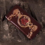 Johnature Retro ehtsast nahast meeste ja naiste luksuslik k&auml;sirahakott veisenahast k&auml;sit&ouml;&ouml;na valmistatud lillelised siduri rahakotid telefonikott kohv