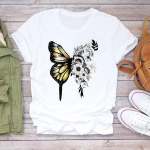 T-s&auml;rk Moodsad riided Naiste liblikas 90ndate trend, armsad prinditud naister&otilde;ivad, l&uuml;hikeste varrukatega tr&uuml;kkimine T-s&auml;rk vabaaja koomiksite graafiline T-s&auml;rk S valge