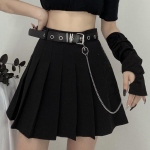 Punk must plisseeritud seelik naiste kett koos v&ouml;&ouml;ga Rock Seksikas miniseelik JK Girl Korea stiilis Jaapani t&auml;navar&otilde;ivad E-t&uuml;druk S must