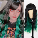 MISSQUEEN pikk laineline roheline ja must parukas koos tukkidega Pikad parukad naistele lokkis laineline parukas kuumakindel s&uuml;nteetiline peokost&uuml;&uuml;mi jaoks 26inches