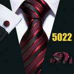 Barry.Wangi moodne triibuline lips meestele Klassikaline kootud siidist lips Hanky ​​mansetin&ouml;&ouml;bid pidulik vabaaja N-5022