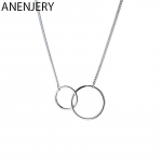 Anenjery Double Circle Interlock Clavicle L&uuml;hike Kaelakee H&otilde;bedane kaelakee Naistele Kaelarihmad erkek kolye S-N191 h&otilde;be