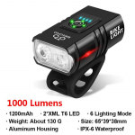 1000LM jalgrattatule esituli T6 jalgratta LED USB-laetav taskulamp alumiiniumsulamist jalgratta esitule kaugtuled l&auml;hituled 2*XML T6 LED must