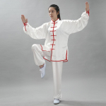 2 tk/komplekt Unisex n&ouml;&ouml;biga plekiga s&auml;rk lahti &uuml;hev&auml;rviline hiina traditsiooniline tai chi &uuml;likond kung fu kandma meeste riideid S valge/punane