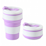 V&auml;ljas reisimiseks kaasaskantav silikoonist kokkupandav tass kohvitass Kukkumisvastane teleskooptass K&otilde;rge temperatuuriga veetass lilla