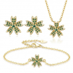 ANENJERY Roheline tsirkoonist lilledest lehtedest kaelakee k&auml;ev&otilde;ru k&otilde;rvar&otilde;ngaste ehete komplekt naistele Elegantne juubeliehte kingitus Resizable h&otilde;be