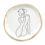 Les Tr&eacute;sors De Lily [R8308] - Kuldvalge  Arty  keraamiline hoiukauss - 15 cm valge