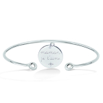 Les Tr&eacute;sors De Lily [R2554] &ndash; h&otilde;bedane k&auml;ev&otilde;ru 'Maman Je t'aime' h&otilde;bevalge (roodiumiga kaetud) - 56mm 15mm h&otilde;be