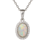 Les Tr&eacute;sors De Lily [R5603] &ndash; k&auml;sit&ouml;&ouml;na valmistatud h&otilde;bedast ripats  Goddess Opal  h&otilde;bevalge (roodiumiga kaetud) - 10x8mm valge