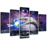 Viieosalise pildiga l&otilde;uenditr&uuml;kk Abstract Flower Water Purple 100x70 lilla