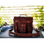 Uus ehtsast kitsenahast vintage pruun messenger kott &otilde;lakott s&uuml;learvuti kott 10x13x4 pruun