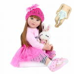 Reborn Baby Girl Doll Realistlik m&auml;nguasi, silikoonist keha, 55 CM 22 tolli pikkade juustega Printsess V&auml;ikelapse Bebe j&otilde;ulukingid