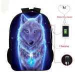 Naiste ja meeste seljakott Hundi tr&uuml;kitud seljakott poiste t&uuml;drukute koolikott Teismeliste USB kaabel Kooli seljakotid Kolledži &uuml;li&otilde;pilaste koolikott One Size
