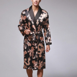 (SU)Meeste Simulation Silk Print Plus Size pidžaama pesu hommikumantel hommikumantel XXXL must