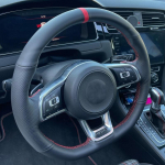 Kohandatud auto roolikate libisemisvastane nahast punutis Volkswagen Golf 7 GTI Golf R MK7 VW Polo GTI Scirocco 2015 jaoks Black Thread