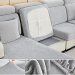 Velvet 1 / 2 / 3 / 4 istme diivan Diivan padja kate Diivani katted Paks pehme tahke diivani kaunistus Chaselongi tugitooli jaoks L kuju 45x45cm pillowcase helehall v&auml;rv