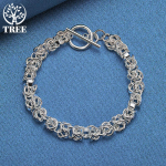 925 h&otilde;bedane lukustatav ringkett OT pandlaga k&auml;ev&otilde;ru ehted 20cm