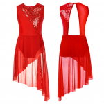 Lastele, t&uuml;drukutele, l&uuml;&uuml;riline kaasaegne kaasaegse tantsu kleit, trikoo, ebaregulaarne &auml;&auml;r, &otilde;&otilde;nsa seljaga kleit 7-8 Years