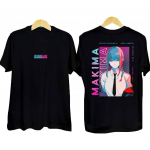 Mootorsaag Man Makima Anime T-s&auml;rk Unisex l&uuml;hikeste varrukatega topsid vabaaja kvaliteetne T-s&auml;rk Oversize suve T-s&auml;rk XS must