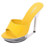 Lakknahast k&otilde;rged kontsad stiletto seksikas veekindel platvorm &uuml;lik&otilde;rged sussid naiste suvine 1099 seeria 15cm LFD 43 yellow