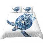 3D kilpkonnamustriga luksuslik kodu voodipesukomplekt t&auml;issuuruses teki- ja padjap&uuml;&uuml;riga 2 v&otilde;i 3 mereloomade prindid Pestav ja mugav magamistoa voodipesu UK Single 135x200cm