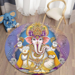 Ganesha Ronde Tapijten Voor Woonkamer Slaapkamer Tapijt Zacht Flanel Mat Bohemian Kamer Tapijt Tapis Home Decor Diameter 60cm