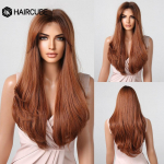 HAIRCUBE Pikad sirged pitsist eesmised s&uuml;nteetilised parukad Punased pruunid vasest ingveri parukad naistele tukkidega igap&auml;evased kuumakindlad parukad