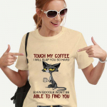 Naiste T-s&auml;rk Cat Touch My Coffee Ma annan sulle nii k&otilde;vasti laksu, tr&uuml;kiga Harajuku T-s&auml;rgid Naiste topid Naiste T-s&auml;rk Camiseta Mujer XS