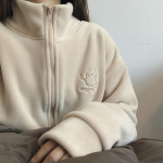 Naiste dressipluus, &uuml;hev&auml;rviline paks vabaaja turtleneck top mood lukuga kardigan soe jope M aprikoosi