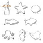 8 tk Ookeaniloomade k&uuml;psisel&otilde;ikurid Merineitsi saba Merit&auml;ht Merikarp Hai kuju mereteemalised k&uuml;psisevormid Roostevabast terasest fondantide l&otilde;ikurid S&uuml;nnip&auml;ev