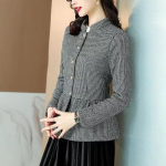 Naiste jope kevad- ja s&uuml;gise &otilde;huke l&uuml;hike mitmek&uuml;lgne v&auml;ike &uuml;likond, vabaaja must n&ouml;&ouml;biga kardigan tviidpluus L